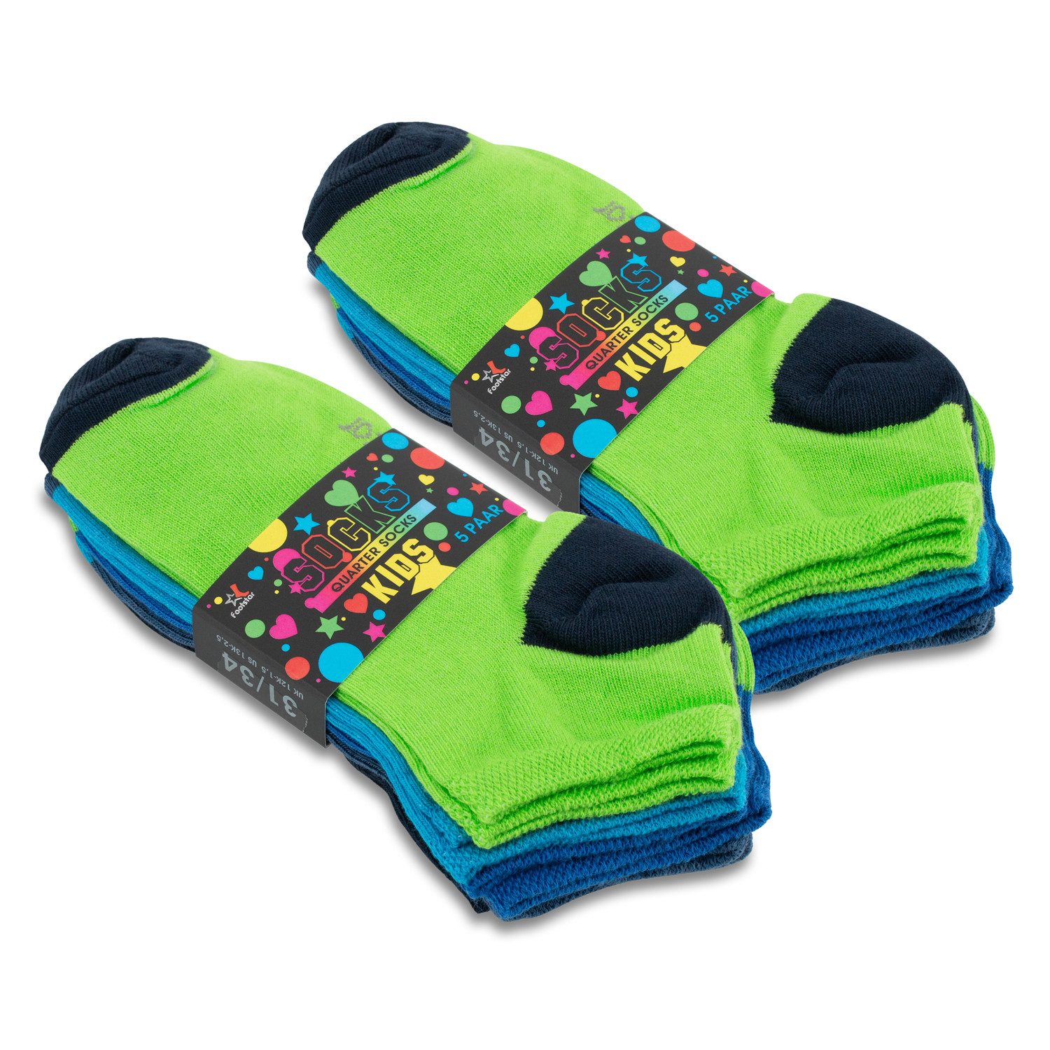 Footstar Kurzsocken Kinder Baumwoll Kurzschaft Socken (10 Paar) Ferse-Spitze – Bild 5 von 5