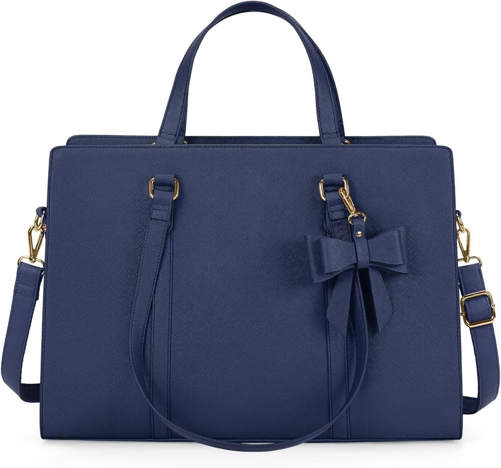 Umhängetasche Handtasche Damen Shopper Große Schwarz Laptoptasche 15.6 Zoll PU Leder