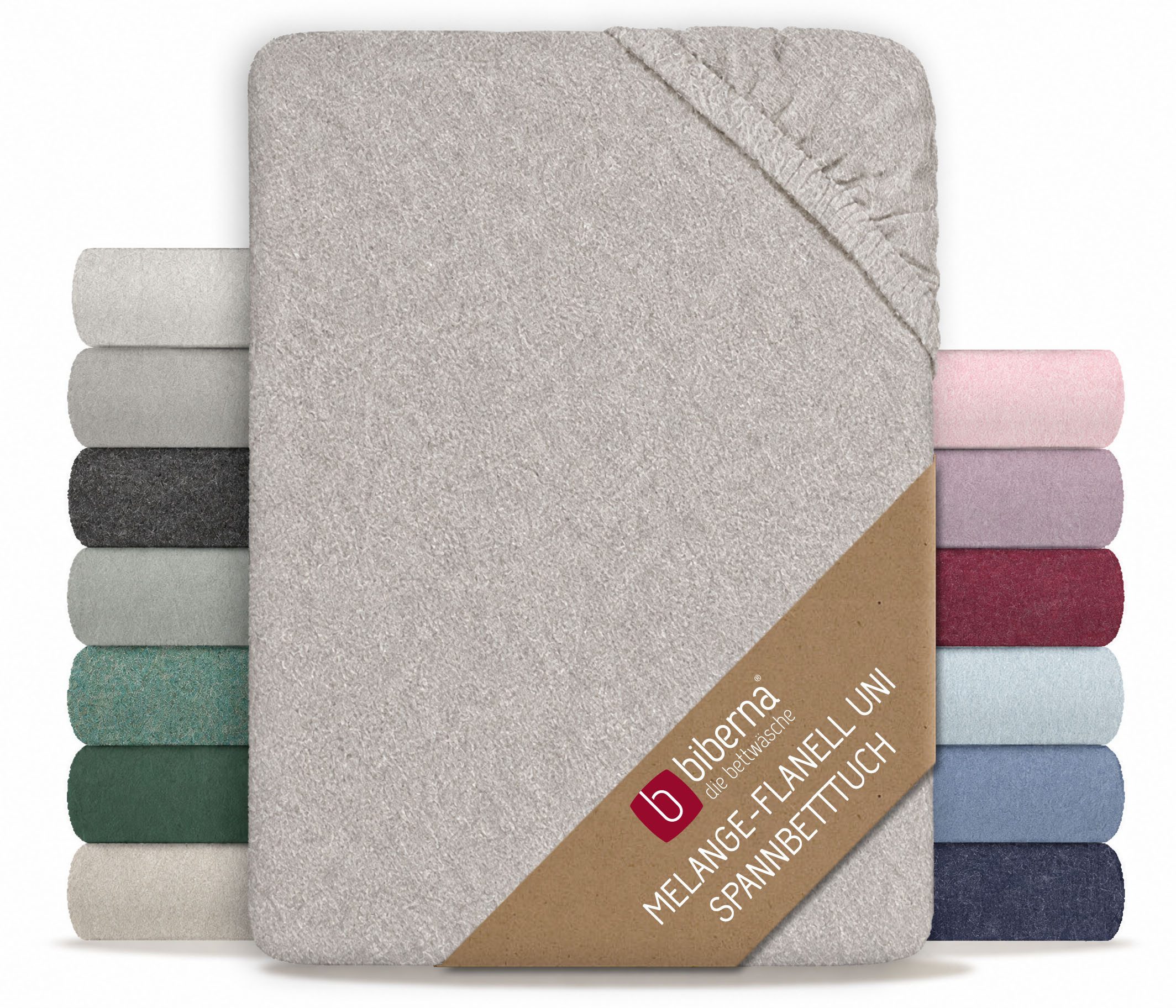 Biberna Spannbettlaken 0841380 HERMAL Premium Melange-Biber Spannbetttuch 100% Baumwolle, Flanell, Gummizug: rundum, (1 Stück), Biber, wärmend & weich, Rundumgummi, ab Größe 90 x 200 cm