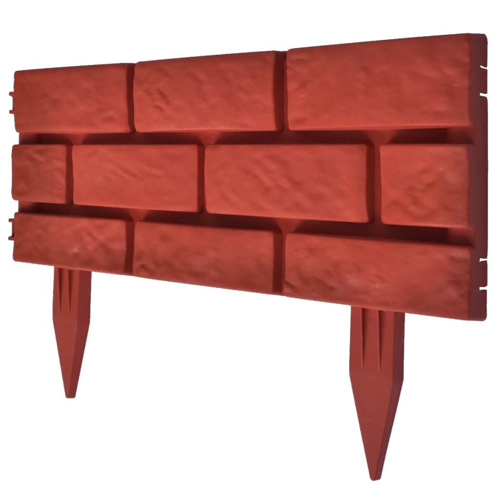vidaXL Beetumrandung Rasenkanten 11 Stk. Backstein-Design