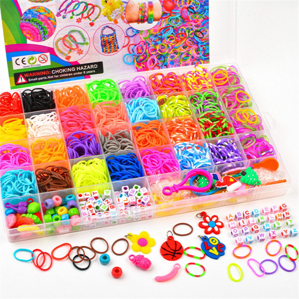 Blusmart Bastel-Armband DIY Loom Bänder Gummiband Schmuckset mit Zubehör, 2500 Gummibänder in 32 Farben, Gummiband-Sortiment, Webstuhlbänder