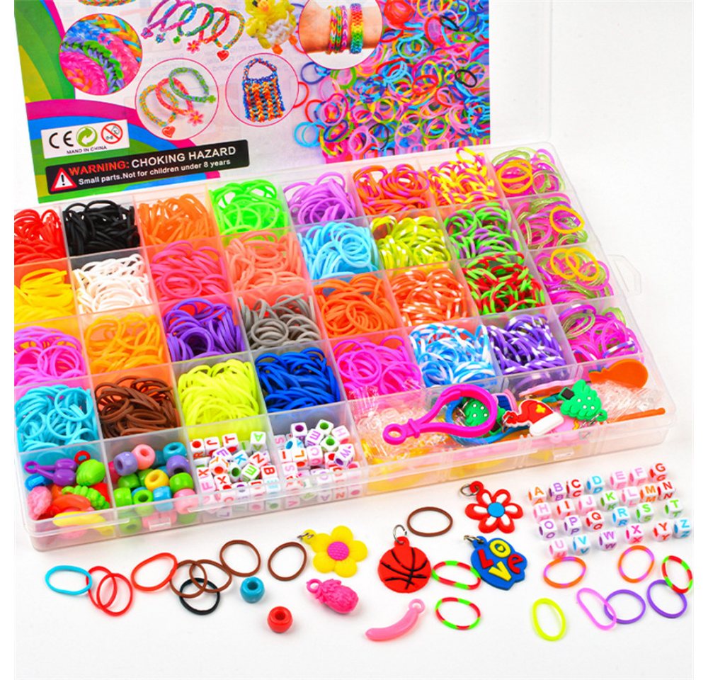 Thumbnail - Blusmart Bastel-Armband DIY Loom Bänder Gummiband Schmuckset mit Zubehör, 2500 Gummibänder in 32 Farben, Gummiband-Sorti...
