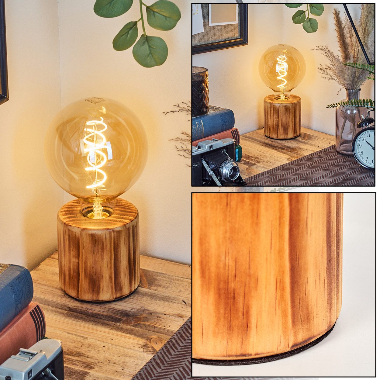 hofstein Tischleuchte Tischlampe aus Holz in Naturfarben, mit Schalter am K günstig online kaufen