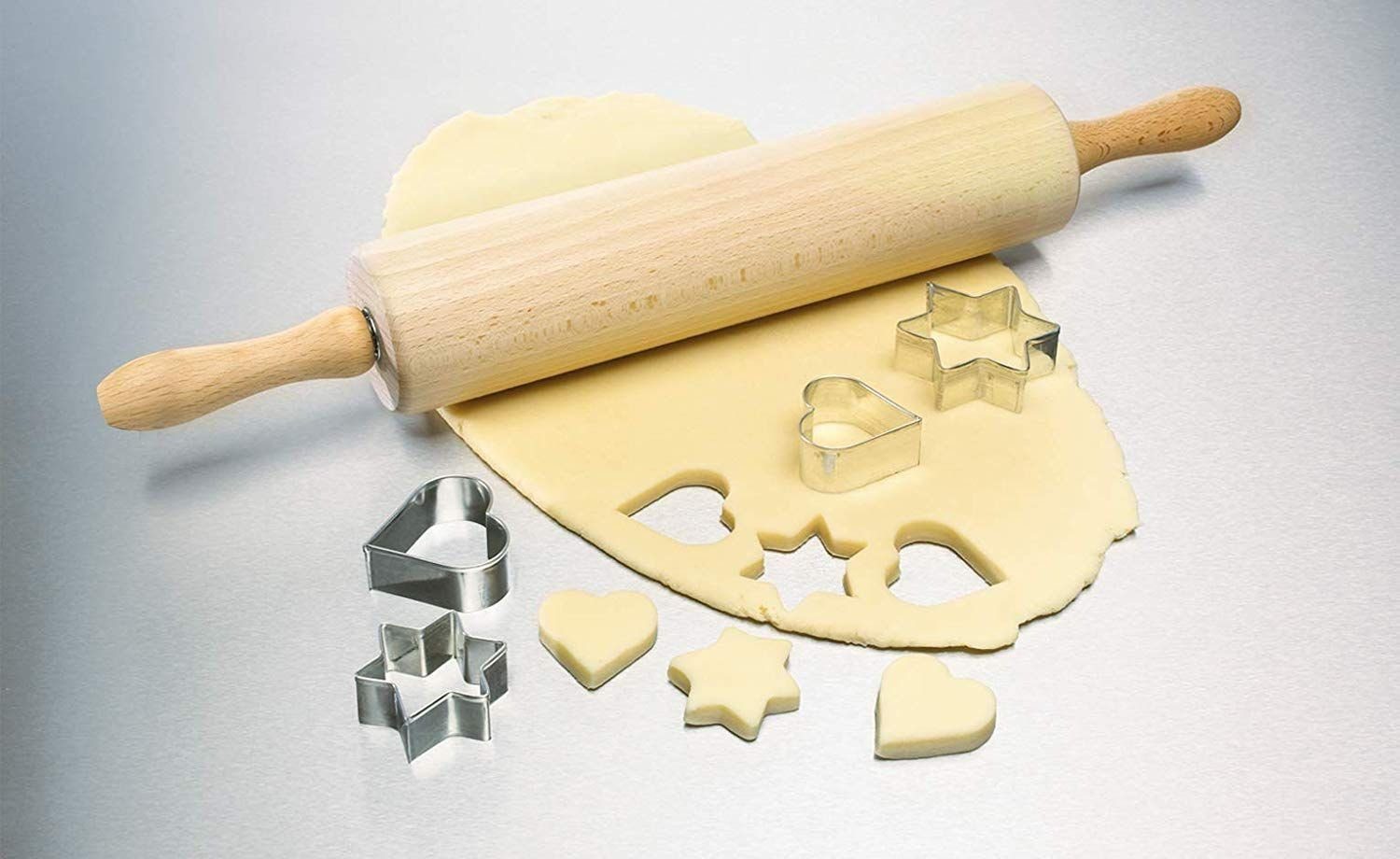 Dr. Oetker Küchenhelfer Nudelholz Dr. Oetker - Teigroller Holz (1632) Nudelholz Backrolle Wellholz Holz