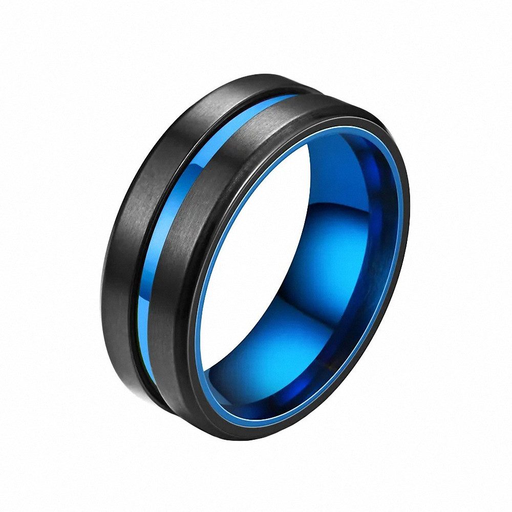 Taffstyle Fingerring Edelstahl Ring matt gebürstet mit farbigen Inlay 8mm Damen & Herren (Partnerring Ehering Trauring Hochzeitsring Freundschaftsring Ehering), sandgestrahlt Freundschaftsring Trauring Herrenring Damenring Paarring