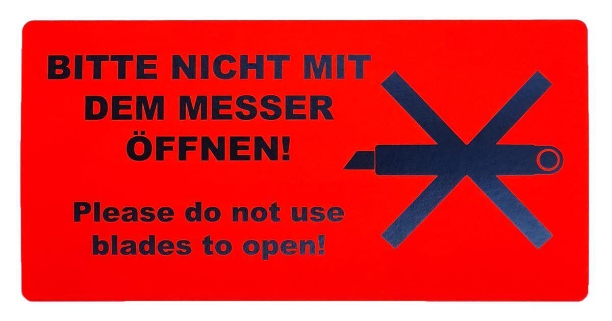 varivendo Etikett 50 Hinweisetiketten "Nicht mit Messer öffnen", Warnetikett Warnaufkleber Versandaufkleber Versandetiketten