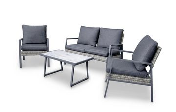 bellavista - Home&Garden® Gartenlounge-Set Aluminium Balkonlounge Set Nizza, (Set, 4-tlg), elegantes Balkon Loungeset für 4 Personen