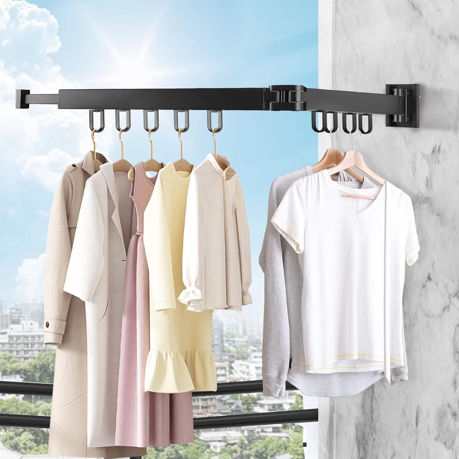 BlingBin Wäscheständer Wäscheständer Wandmontage Kleiderstange 90cm günstig online kaufen