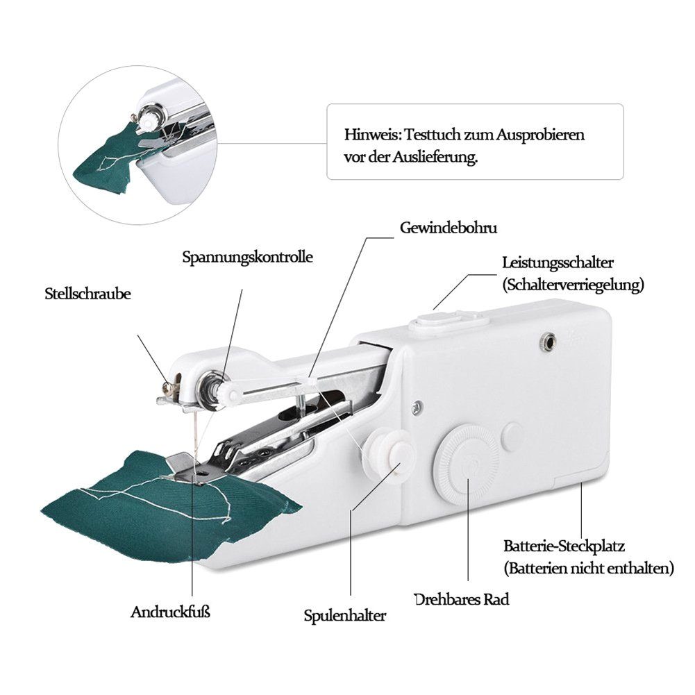 Orbeet Coverstich-Nähmaschine Handnähmaschine tragbare elektrische weiß Mini-Nähmaschine
