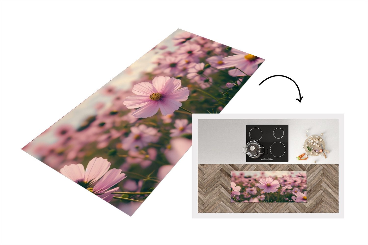 MuchoWow Küchenläufer Blumen - Lila - günstig online kaufen