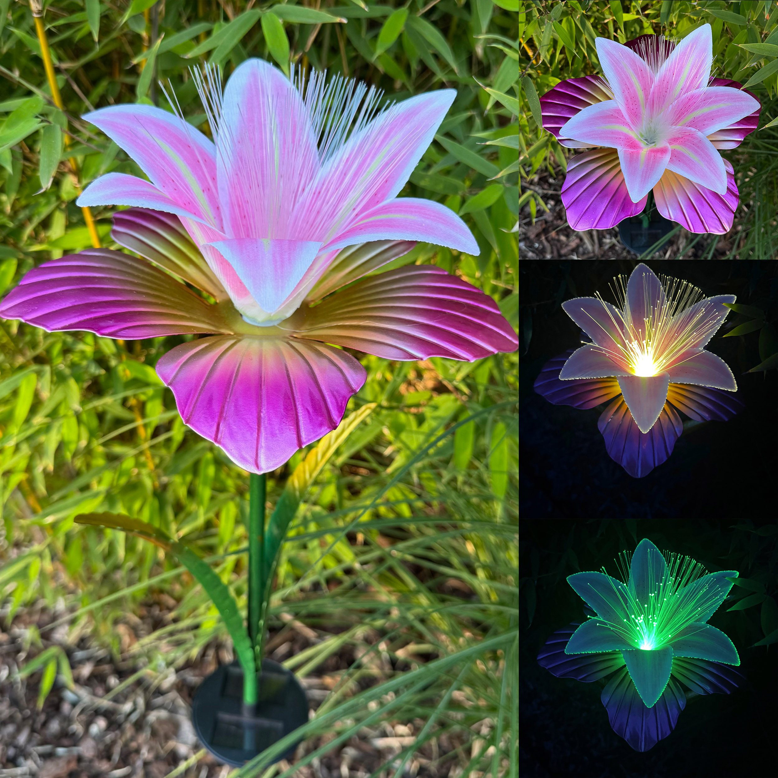 Online-Fuchs Gartenstecker aus Metall - LED Solarleuchte Lilie für außen - günstig online kaufen