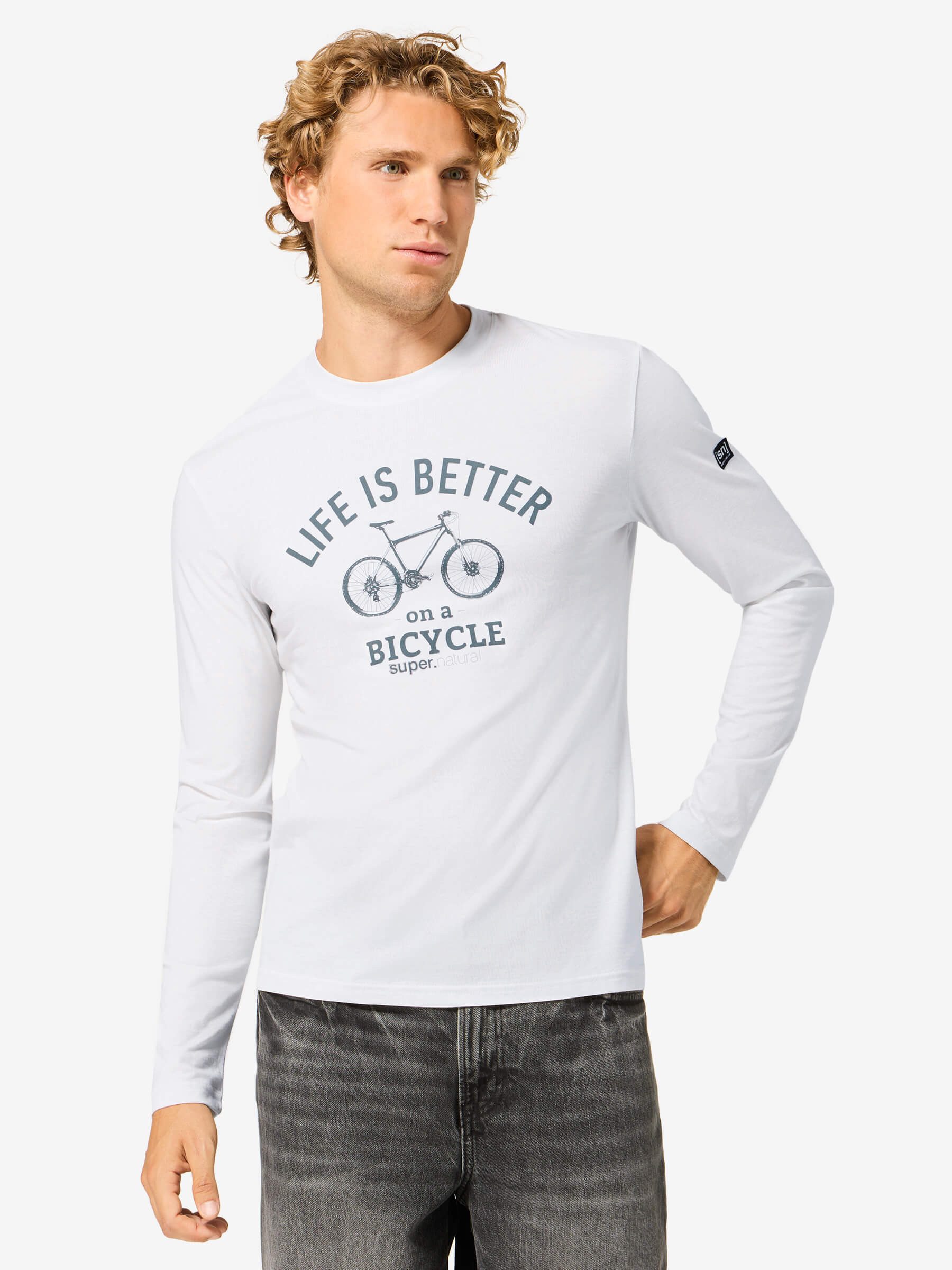 SUPER.NATURAL Langarmshirt für Herren, nachhaltig, Merino mit Tier-Motiv, atmungsaktiv