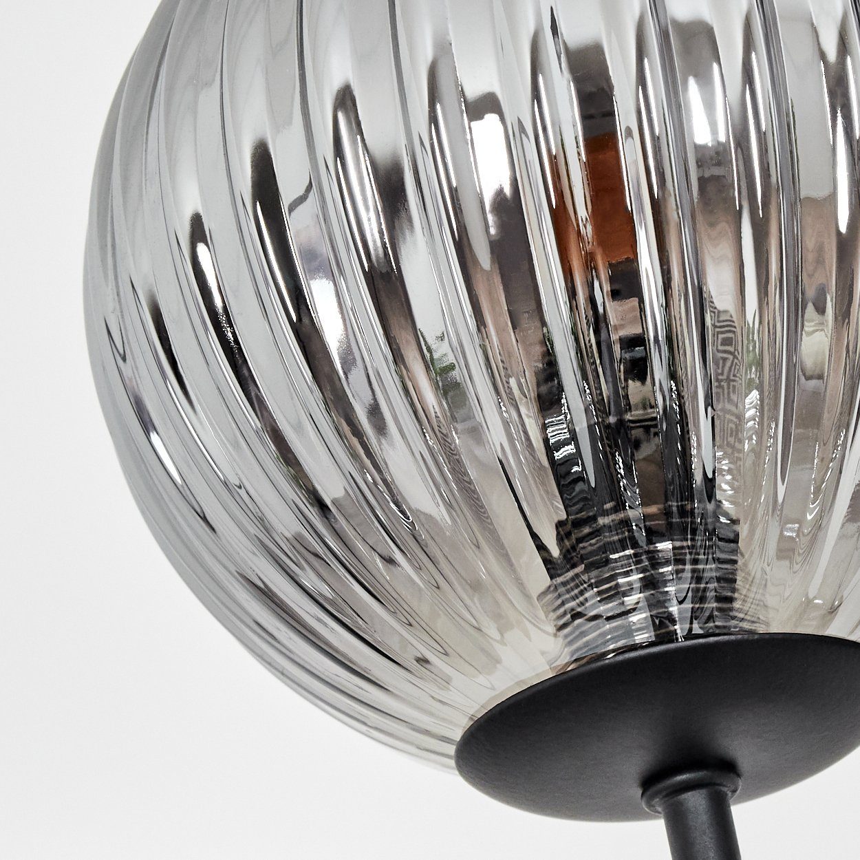 hofstein Stehlampe dimmbare Stehlampe aus Metall/Glas in Schwarz/Rauchfarben/Riffelglas, ohne Leuchtmittel, Standleuchte Glaskugeln Ø12cm, dimmbar, 5xG9, ohne Leuchtmittel