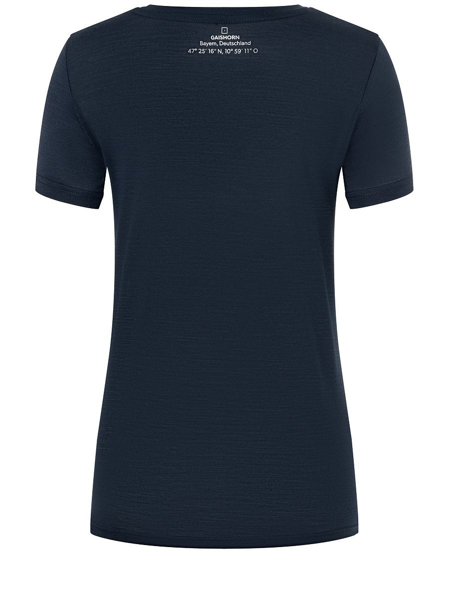 W wärmender ZUGSPITZ Merino Merino-Materialmix SUPER.NATURAL Print-Shirt Grey TEE T-Shirt Blueberry/Feather