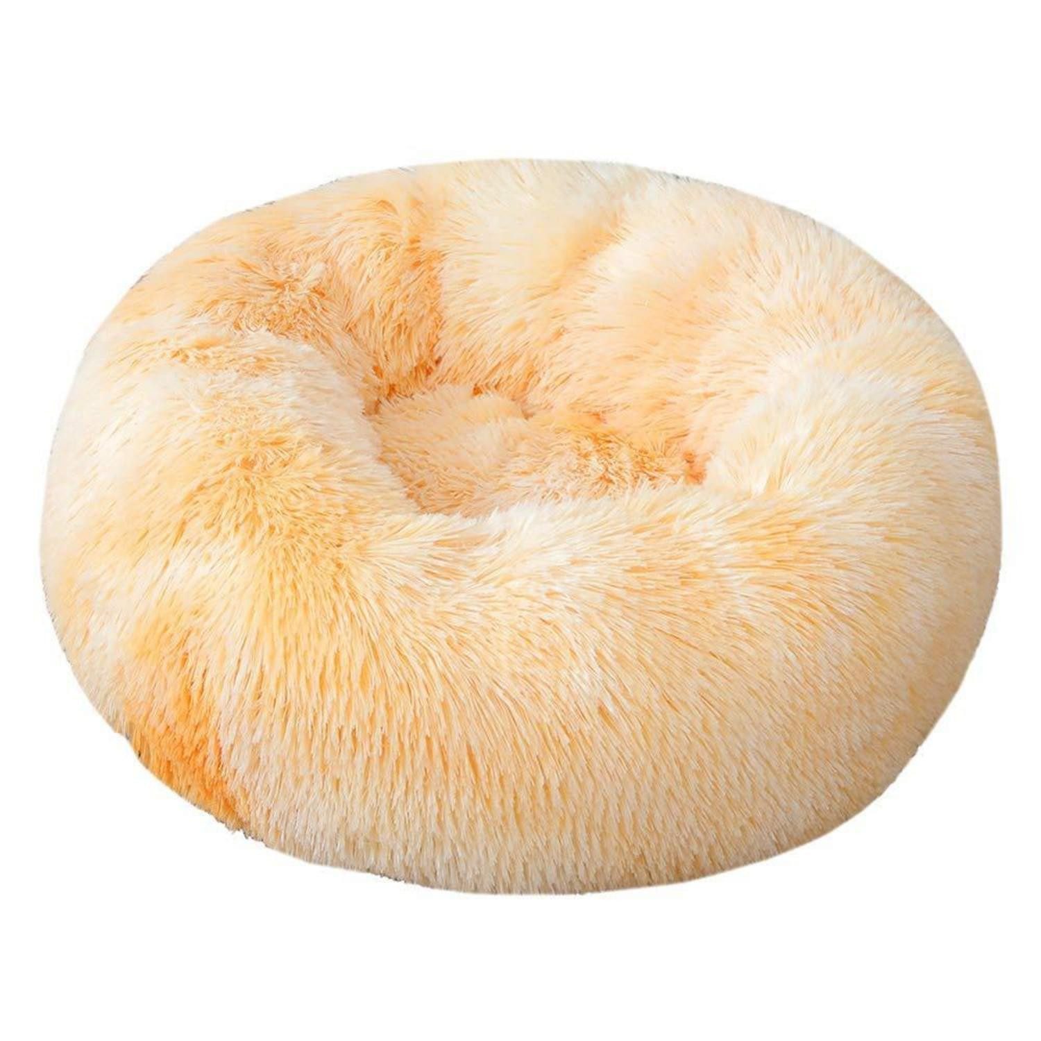 LuxusKollektion Hundebett Hundebett rund Plüsch Tie-Dye gelb 40CM