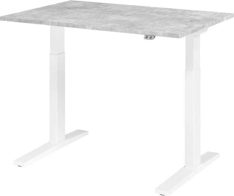 bümö Schreibtisch »OM-XMKA12«, elektrisch höhenverstellbar - Rechteck: 120x80 cm - Gestell: Weiß, Dekor: Beton