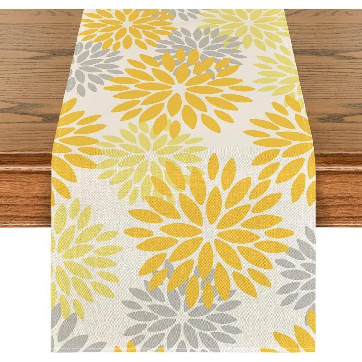 LuxusKollektion Tischläufer Tischläufer Dahlien Blumen Gelb Küche Tischdeko 40 x 100 cm Gelb