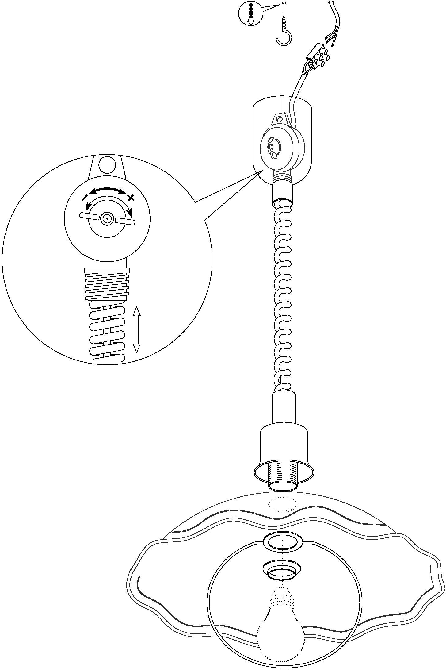 EGLO Pendelleuchte VETRO Hängelampe, Küchenlampe, florales Muster, weiß, E27, Seilzugmechanismus, ohne Leuchtmittel, Höhenverstellbar, Spieralkabel, Esstischleu – Bild 4 von 5