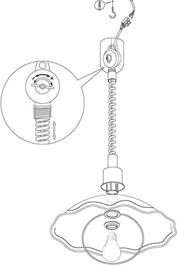 EGLO Pendelleuchte VETRO, Seilzugmechanismus, ohne Leuchtmittel, Hängelampe mit Spiralkabel, höhenverstellbar, Küchenlampe, E27