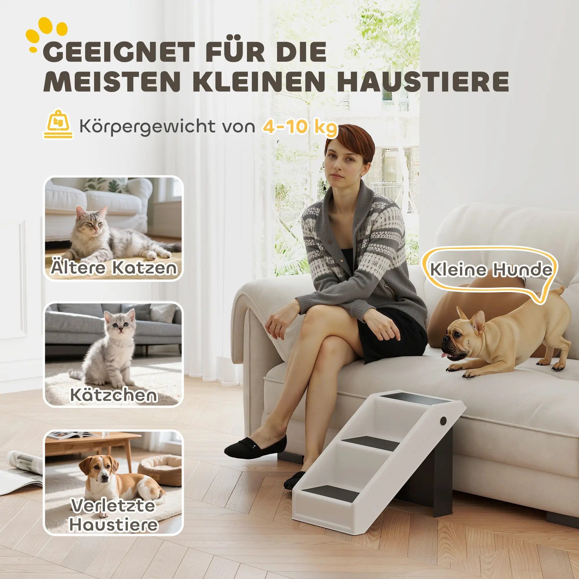 BlingBin Haustiertreppe Hundetreppe 3 Stufen 36,5 cm Hoch Hunderampe für Kl günstig online kaufen