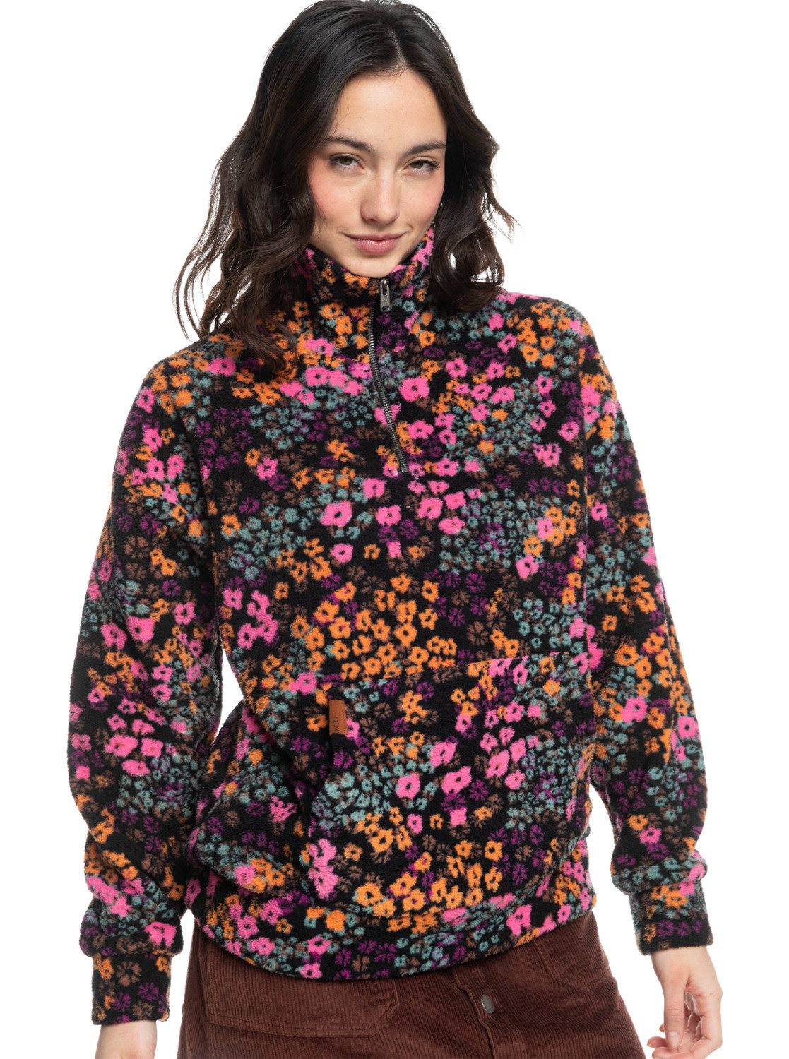 Live Daze Loud Fleecepullover Out Floral Roxy Anthracite