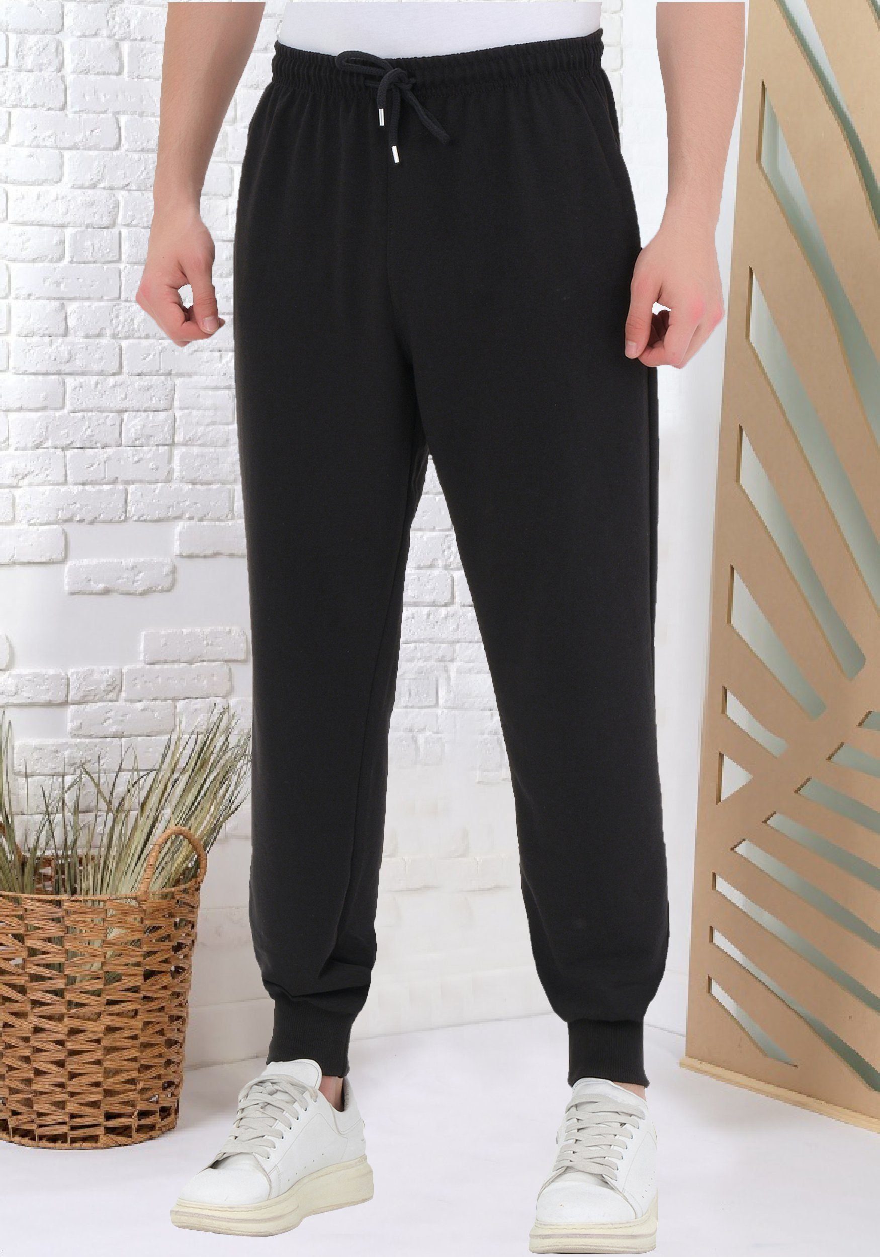 JEEL Jogginghose Sporthose Herren (1-tlg) Baumwolle, elastischer Bund