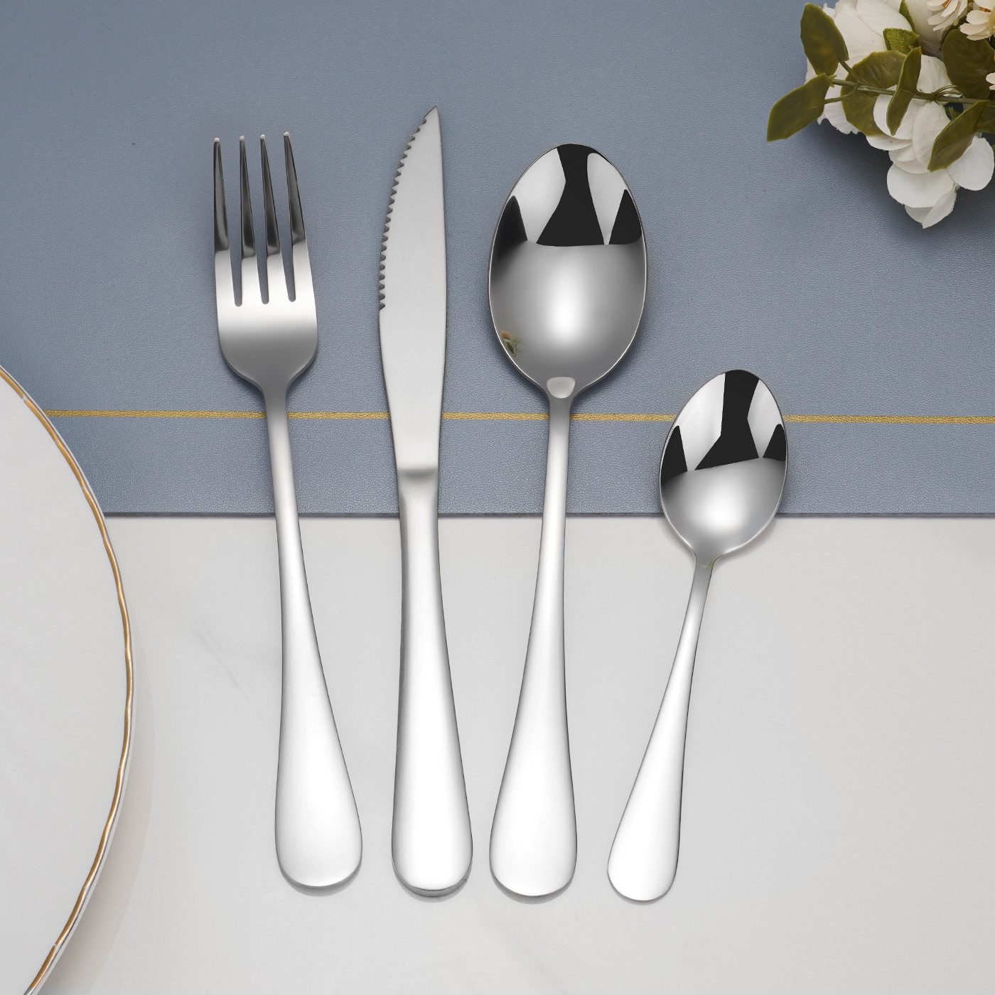 Faizee Möbel Besteck-Set Cutlery Set 24-teiliges Besteckset Set Service für 6 Gift Box (24-tlg), Edelstahl