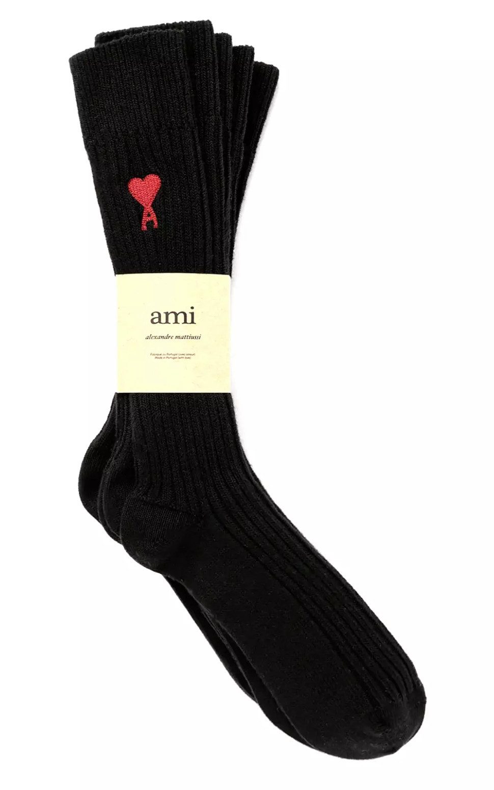AMI PARIS - ALEXANDRE MATTIUSSI Freizeitsocken Unisex 3-er Pack Ami de Coeur Geschenk-Set Ribbed Knit für eine klassische, zeitlose Optik