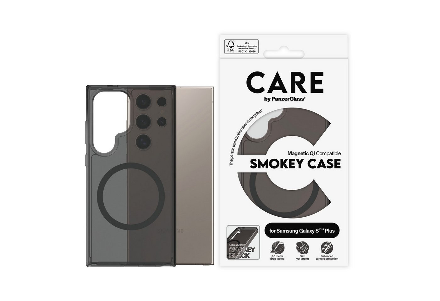 CARE by PanzerGlass Handyhülle Magnetic QI Compatible Smokey Case für Samsung Galaxy S25 Ultra, Backcover, Schutzhülle, Handyschutzhülle, Case, Schutzcase, stoßfest