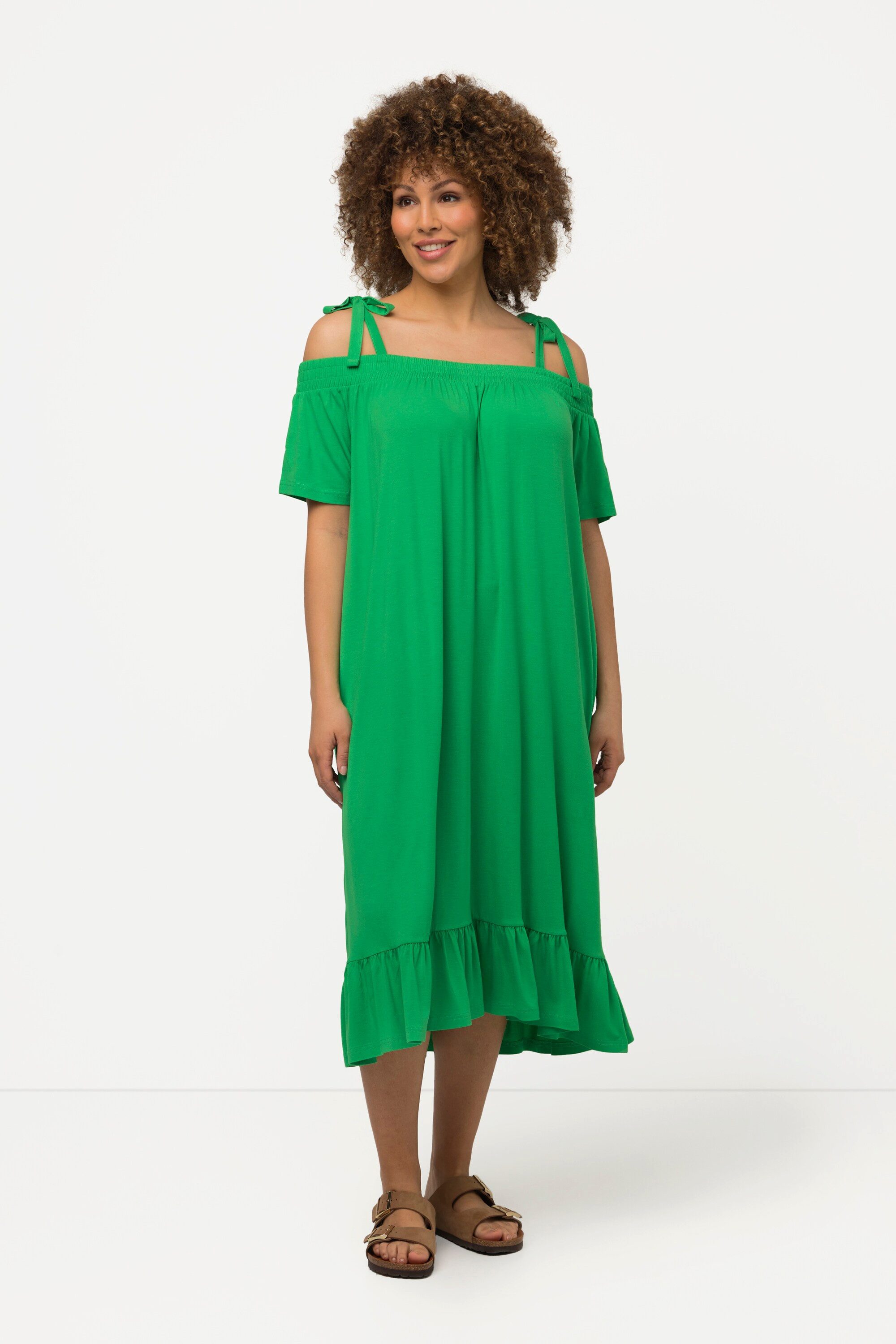 Ulla Popken Jerseykleid Midikleid Volant A-Linie günstig online kaufen