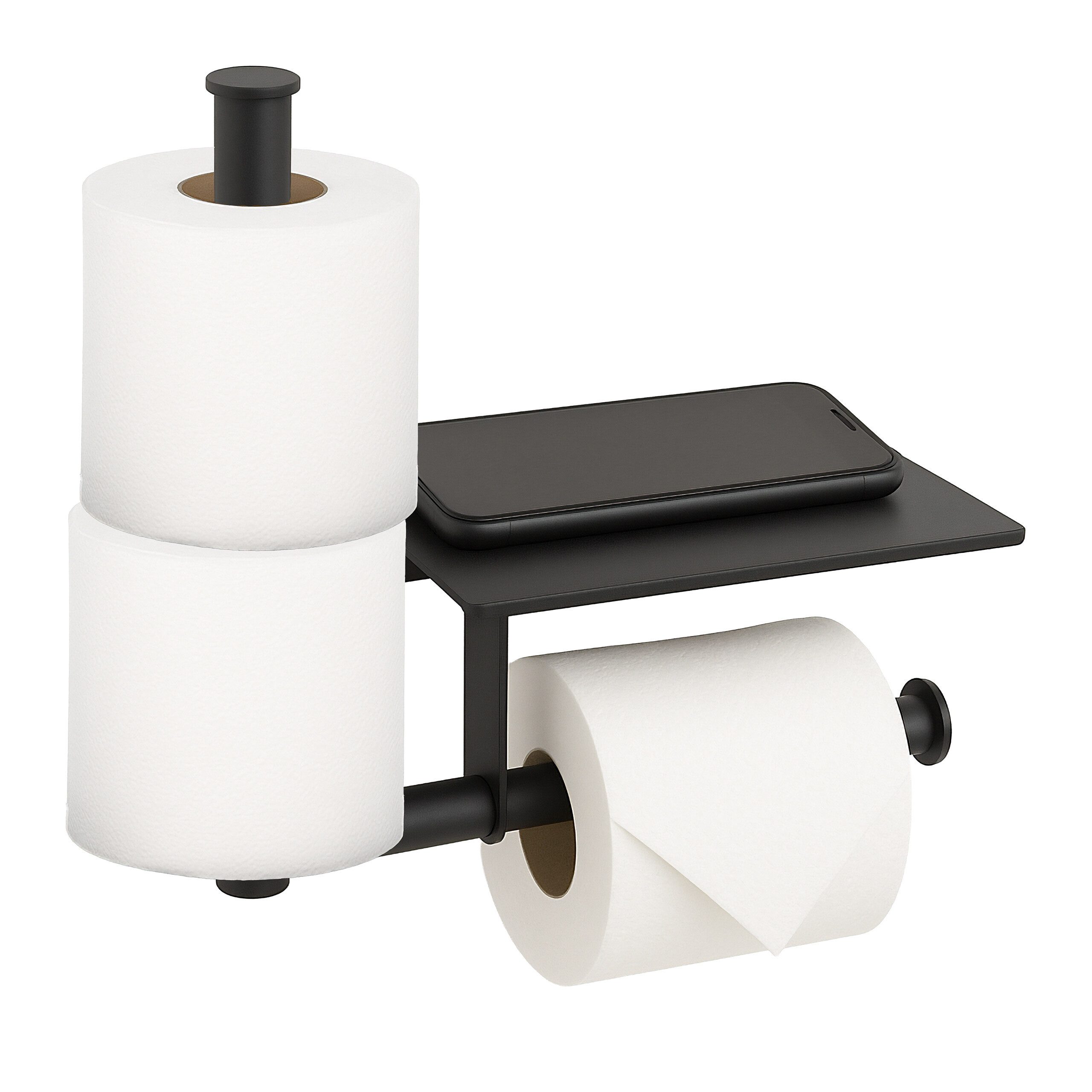 relaxdays Toilettenpapierhalter Metall Toilettenpapierhalter mit Ablage (1- günstig online kaufen
