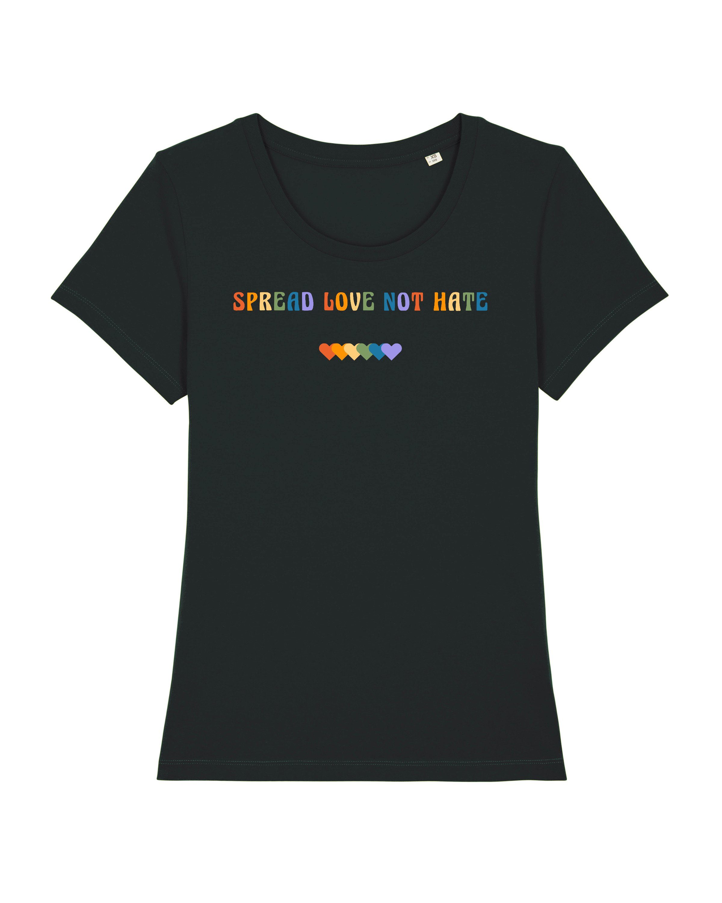 hellblau Apparel Print-Shirt Hate wat? Spread Love not (1-tlg)