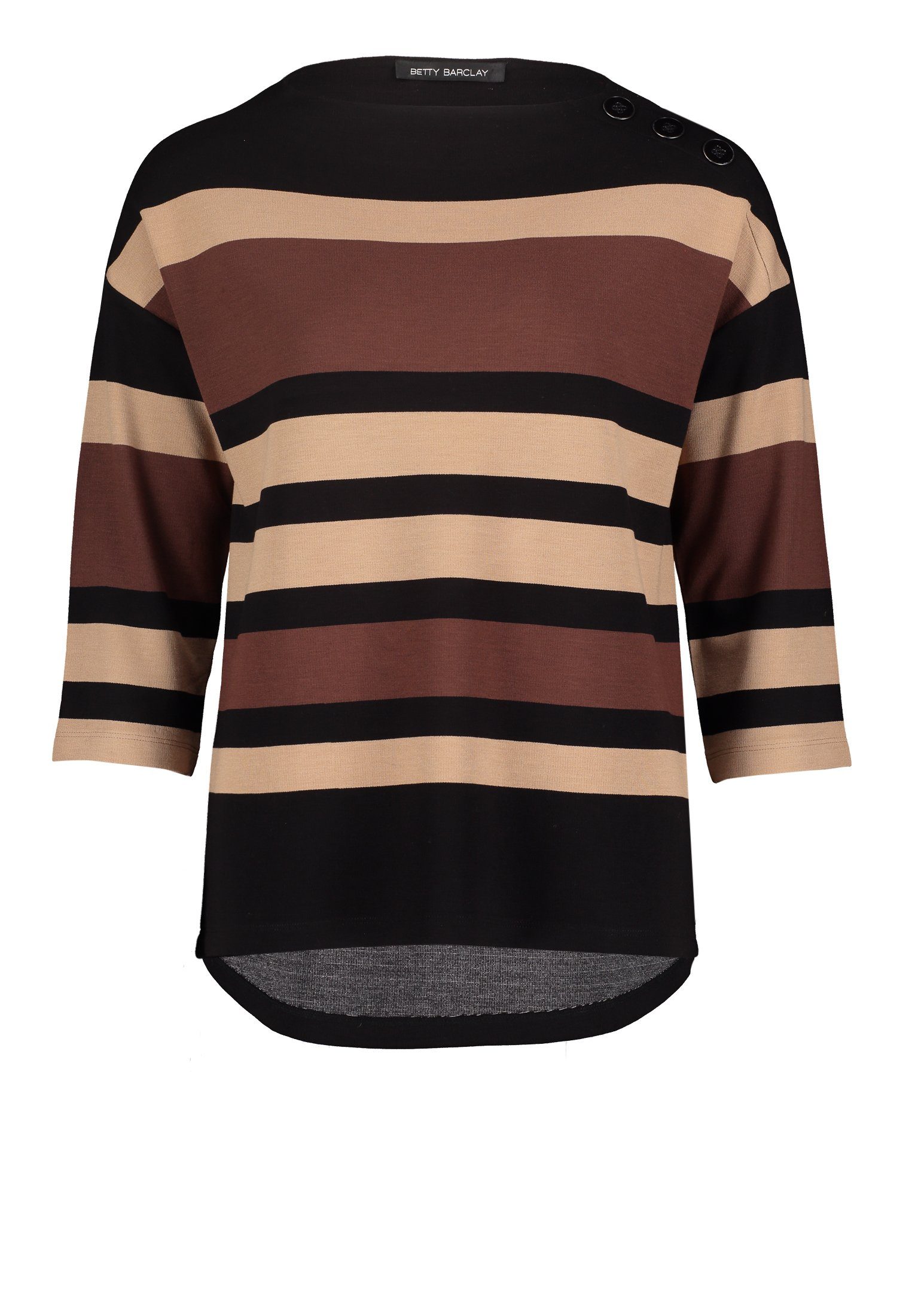 Betty Barclay Sweatshirt mit Form 9873 Streifen (1-tlg) Black/Camel