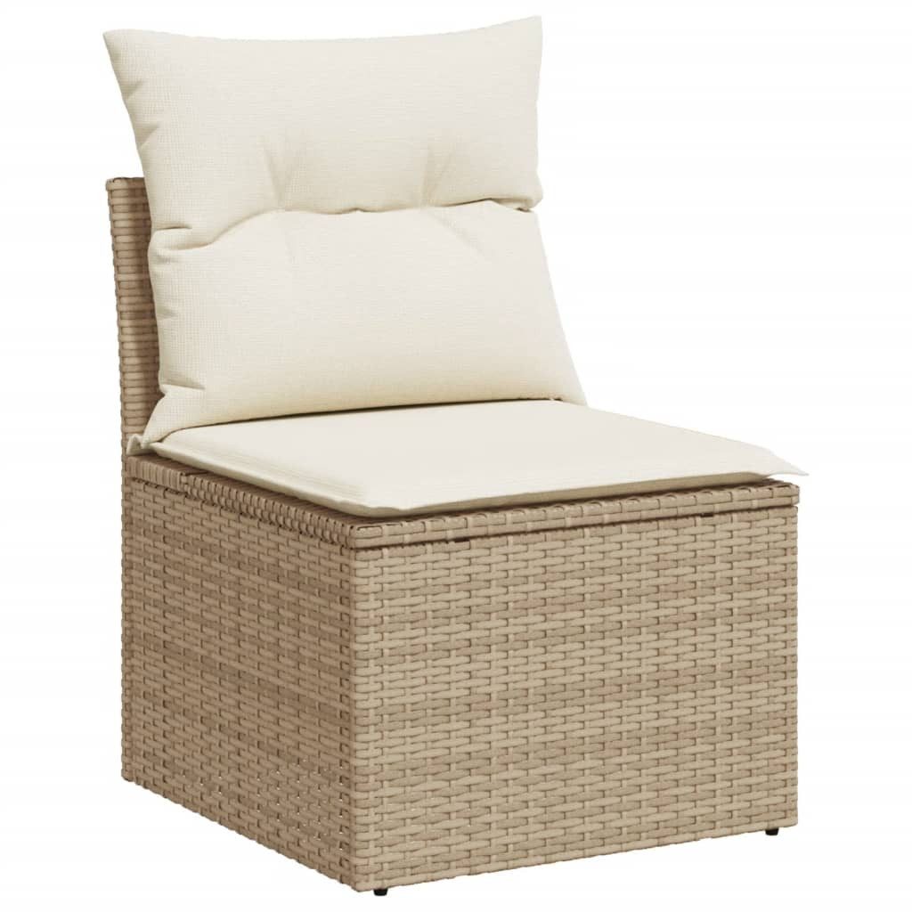 furnicato Garten-Essgruppe 11-tlg. Garten-Sofagarnitur mit Kissen Beige Poly Rattan, (1-tlg)
