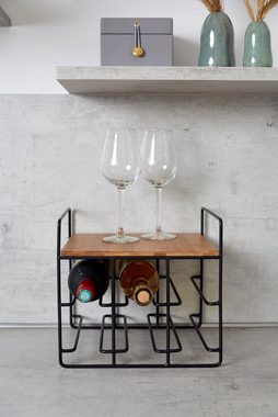 WENKO Weinflaschenhalter Loft, für 6 Flaschen, Metall in Kombination mit Bambus