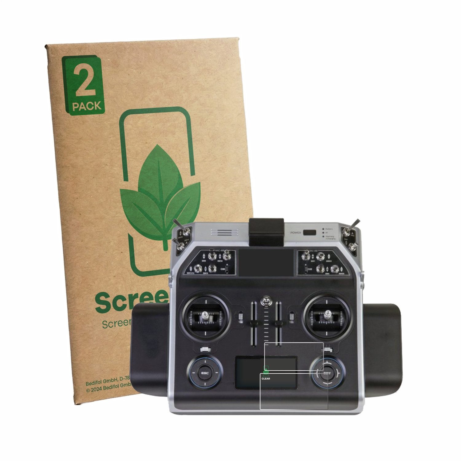 ScreenLeaf Displayschutzfolie Schutzfolie für Graupner MC-26 HOTT, 2 Stück, nachhaltiger Displayschutz Schutz Folie Klar Transparent