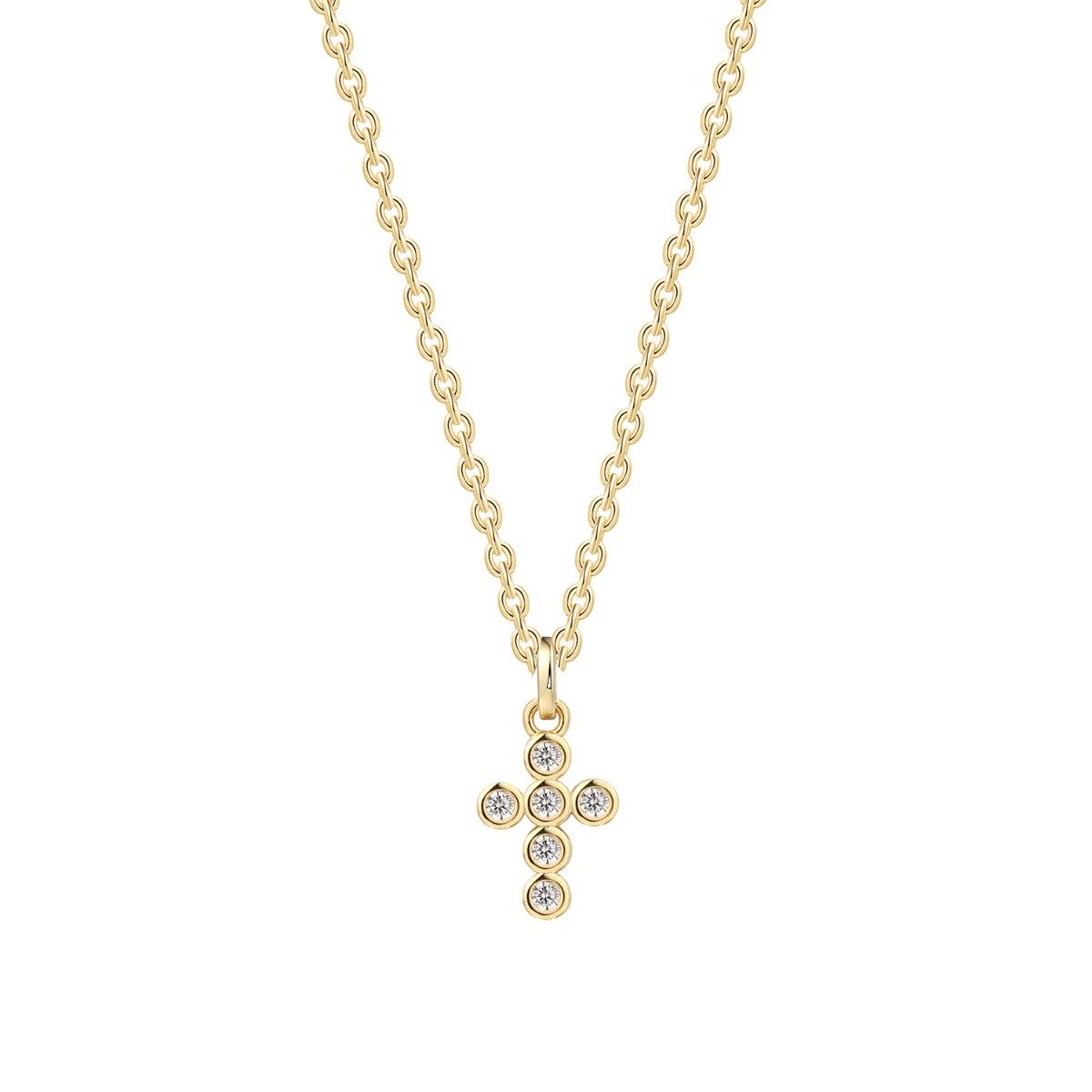 Kette mit Einhänger Kette mit Anhänger Damen Kreuz Zirkon Silber Vergoldet XS10037G