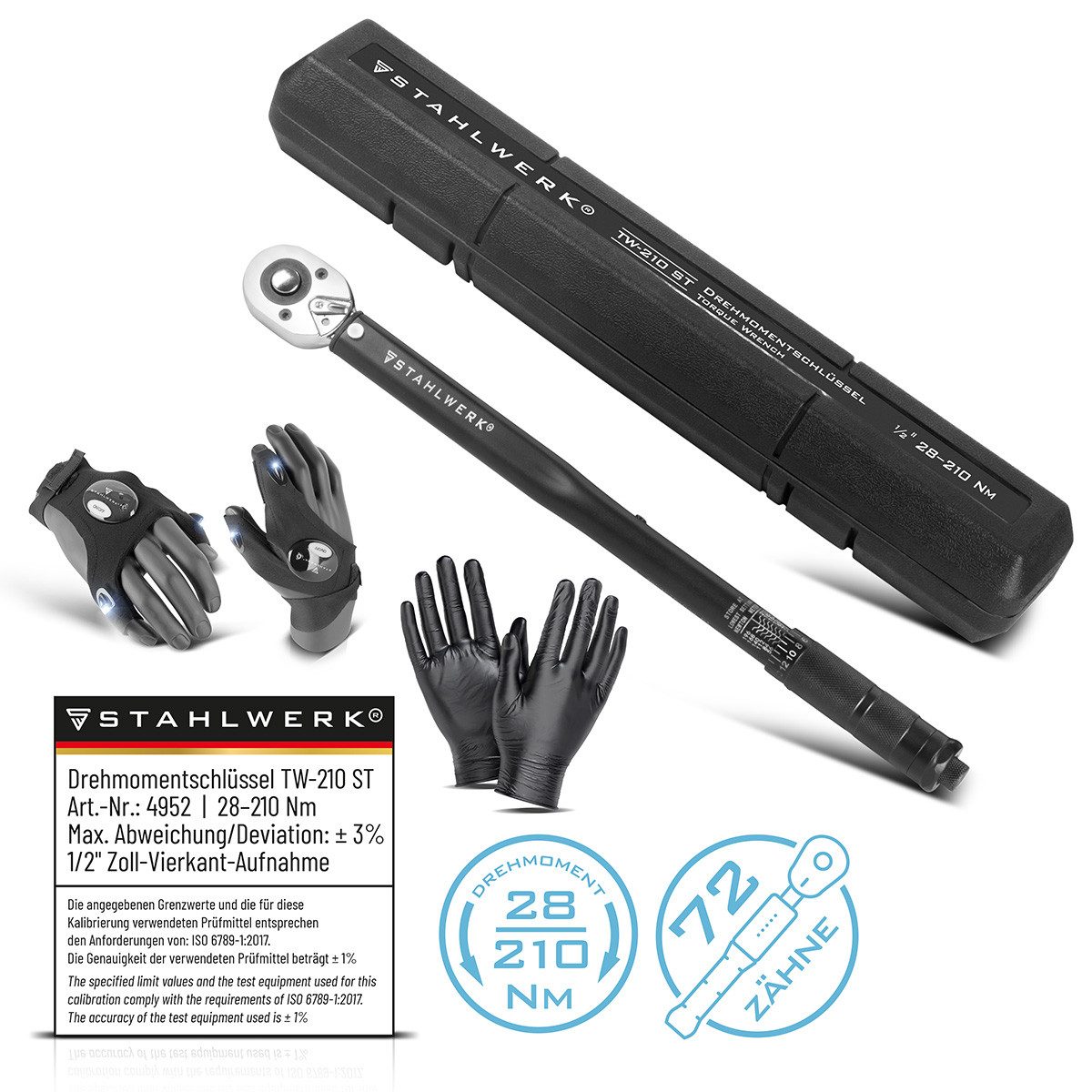 STAHLWERK Drehmomentschlüssel Drehmomentschlüssel TW-210 ST (Packung, 1 St), verchromt