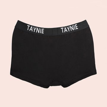 Taynie Retro Boxer schwarz/grau - Herren Boxershorts aus Bio-Baumwolle sportlich (2er-Pack) Logo auf elastischem Bund