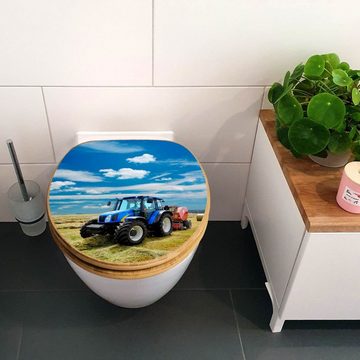 banjado WC-Sitz Bambus Motiv Traktor (umweltfreundliches Material, Edelstahl Scharniere), 44 x 38 x 5 cm