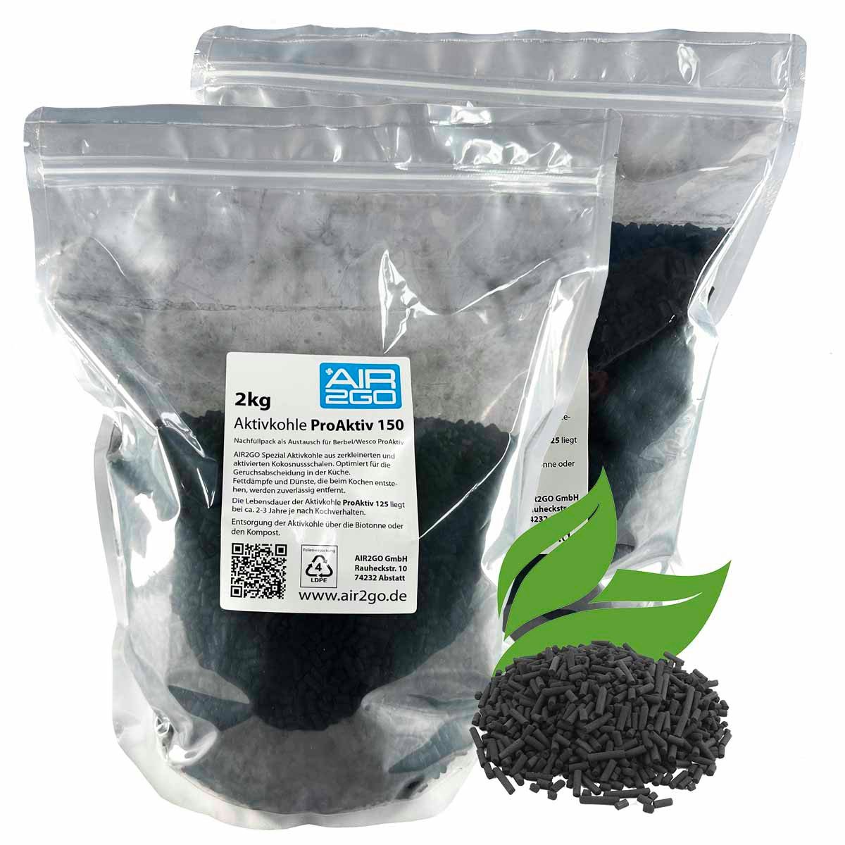 AIR2GO Aktivkohlefilter 4kg Aktivkohle Pellets ProAktiv 150 für Berbel / Wesco (2x2Kg), Zubehör für Aktivkohlefilter für BERBEL Wesco, Inselhaube Skyline Breite 115 cm (BDL 115 SK), Inselhaube Skyline Curve Breite 115 cm (BIH 115 SKC), Inselhaube Skyline Edge Breite 115 cm, 135 cm (BIH 115 SKE, BIH 135 SKE, BDL 115 SKE, BDL 135 SKE), Inselhaube Skyline Edge Individual Breite 115 cm (BDL 115 SKE-I), Inselhaube Skyline Sound (BIH 135 SKE-S, BDL 135 SKE-S), Inselhaube Skyline Edge Light Breite 115 cm (BIH 115 SKE-L, BDL 115 SKE-L), Inselhaube Skyline Frame Breite 120 cm, 160 cm (BIH 120 SKF, BIH 160 SKF, BDL 120 SKF, BDL 160 SKF), Inselhaube Skyline Round (BIH 60 SKR, BDL 60 SKR), Inselhaube Blockline Breite 90 cm, 120 cm (BIH 90 BL, BIH 120 BL), Inselhaube Glassline (BIH 100 GL), Inselhaube Smartline (BIH 90 ST, BIH 100 ST), Inselhaube Ergoline (BIH 110 EG), Wandhaube Blockline Breite 60 cm, 70 cm, 80 cm, 90 cm, 120 cm (BWH 60 BL, BWH 70 BL, BWH 80 BL, BWH 90 BL, BWH 120 BL), Inselhaube