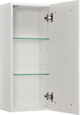 Saphir Hängeschrank Quickset 376 Wand-Badschrank mit 1 Tür und 2 Einlegeböden Badezimmer-Hängeschrank, 30 cm breit, inkl. Türdämpfer, Weiß Hochglanz