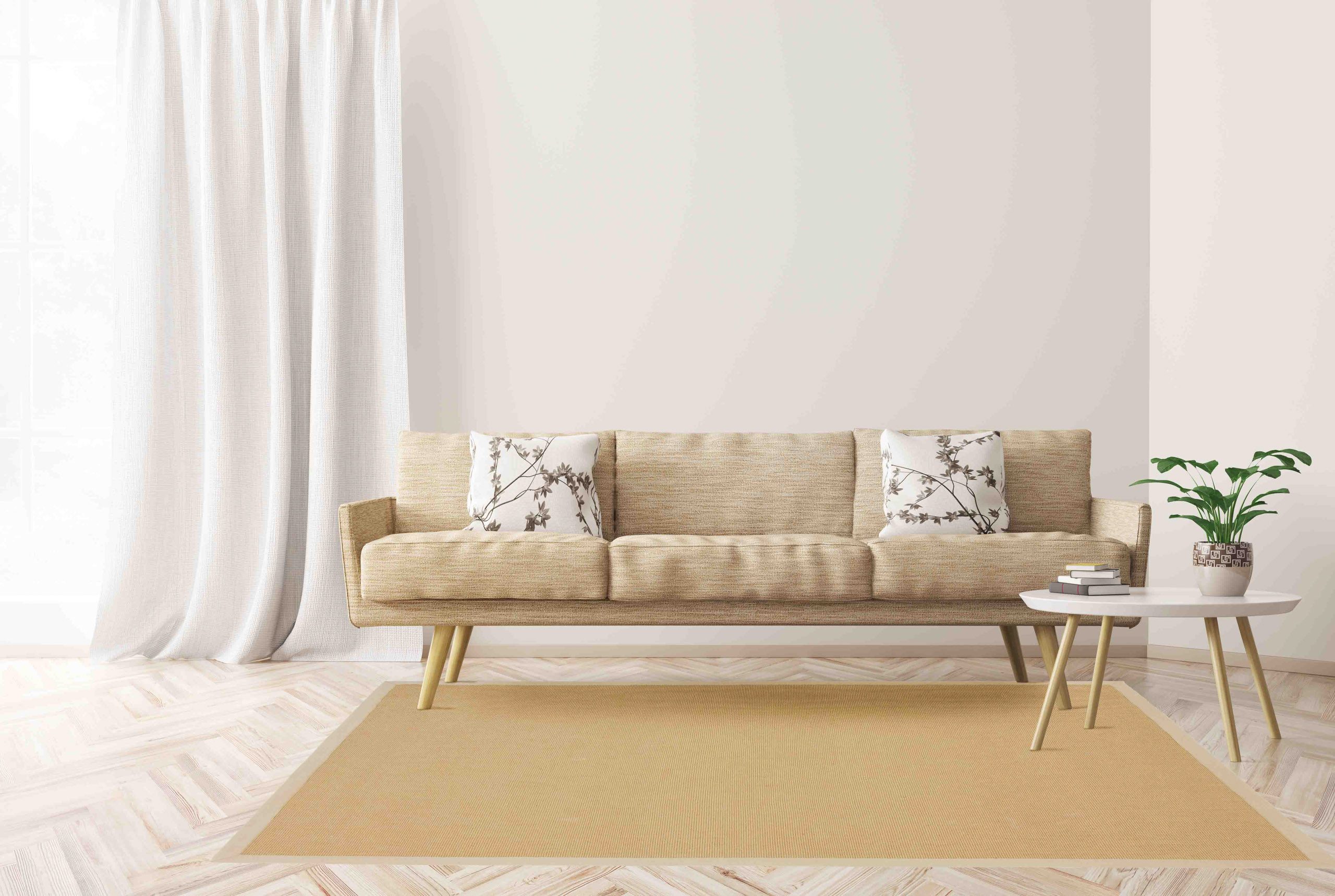 carpetfine Sisalteppich Sisal, auch als Läufer erhältlich, rechteckig, Höhe: 5 mm, mit farbiger Bordüre, Anti Rutsch Rückseite, viele Größen, Wohnzimmer