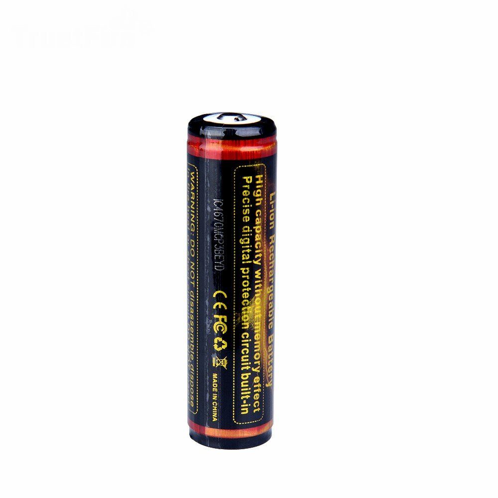 wiederaufladbare Akku 3400mAh Batterie Li-Ion Trustfire Akku, (3,7), - Schutzschaltung 18650