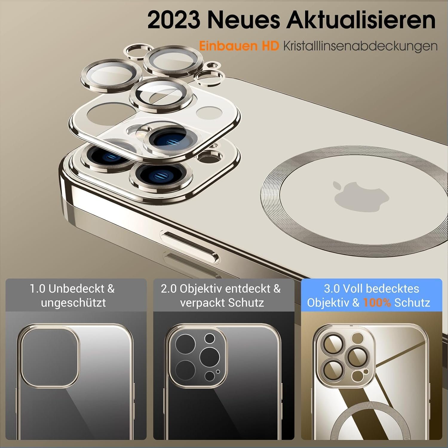 MSM Handyhülle Hülle für iPhone 15 Pro / 15 Pro Max Schutz MagSafe Silikon Titan