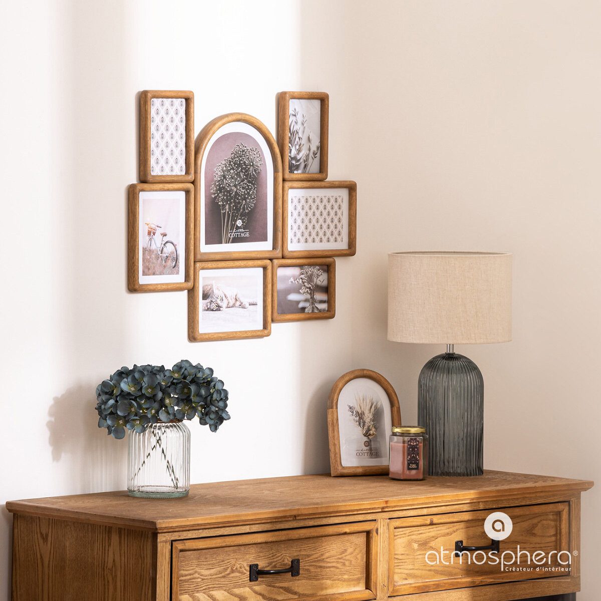 Atmosphera Créateur d'intérieur Bilderrahmen Multirahmen aus Holz für 7 Fotos FELISA, 57,2 x 46,6 cm, (einzeln) – Bild 3 von 5