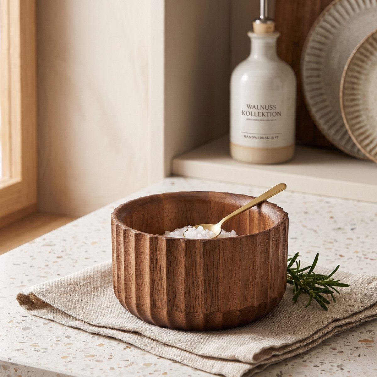 Bricard Servierschale Mini Massivholz-Dip-Schale mit 3D-Rillenprofil Akazie Holz Ø 11 cm, (1-tlg)