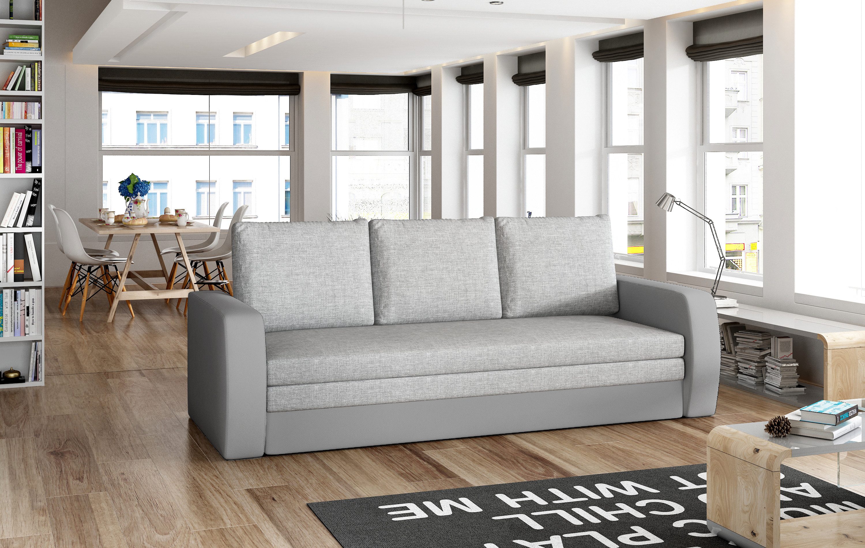 JVmoebel Schlafsofa Platzsparendes Schlafsofa in Dunkelgrau mit Stauraum, 1 Teile, Made in Europa