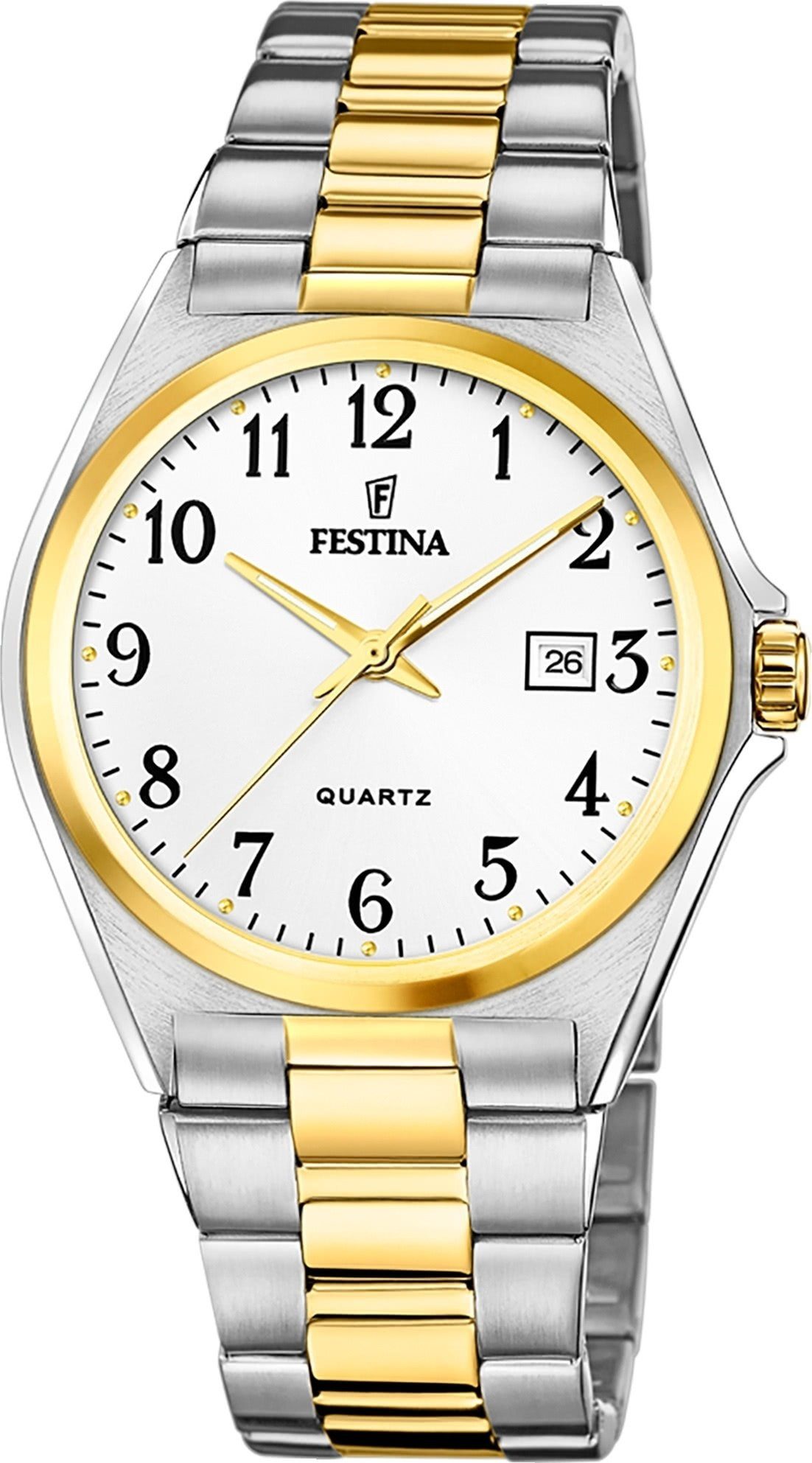 Festina Quarzuhr Festina Herrenuhr Klassik, (Analoguhr), Herren Armbanduhr rund, Edelstahlarmband silber, gold, Casual