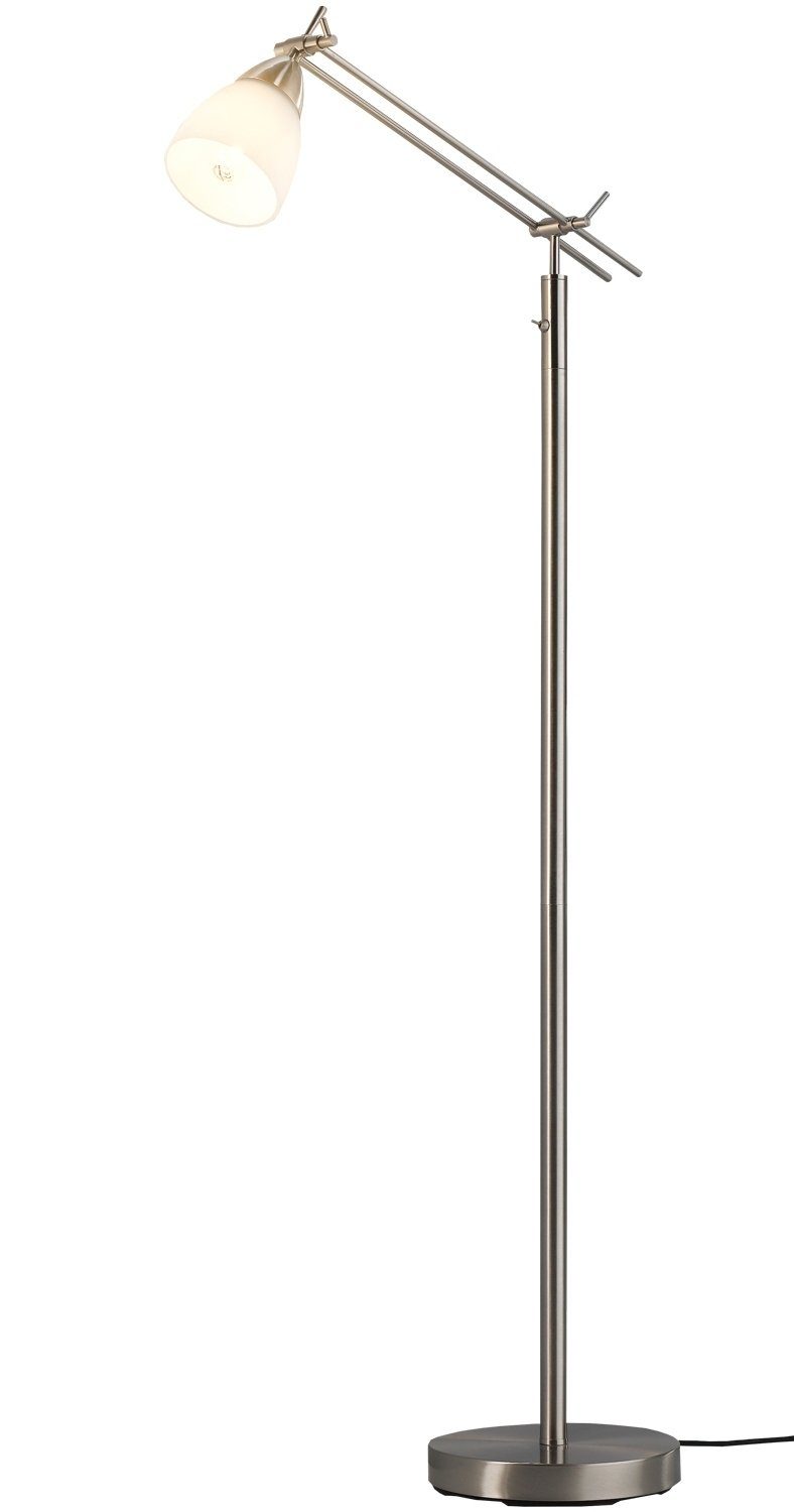 Stehlampe CURO, 1-flammig, H 150 cm, Nickelfarben, Weiß